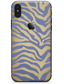 Gold Flaked Animal Blue Zebra - iPhone X Skin-Kit