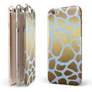 Gold Flaked Animal Light Blue iPhone 6/6s or 6/6s Plus 2-Piece Hybrid INK-Fuzed Case