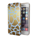Gold Flaked Animal Light Blue iPhone 6/6s or 6/6s Plus 2-Piece Hybrid INK-Fuzed Case