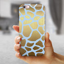 Gold Flaked Animal Light Blue iPhone 6/6s or 6/6s Plus 2-Piece Hybrid INK-Fuzed Case