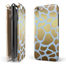 Gold Flaked Animal Light Blue iPhone 6/6s or 6/6s Plus 2-Piece Hybrid INK-Fuzed Case