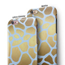 Gold Flaked Animal Light Blue iPhone 6/6s or 6/6s Plus 2-Piece Hybrid INK-Fuzed Case