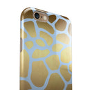 Gold Flaked Animal Light Blue iPhone 6/6s or 6/6s Plus 2-Piece Hybrid INK-Fuzed Case