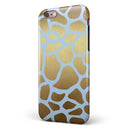 Gold Flaked Animal Light Blue iPhone 6/6s or 6/6s Plus 2-Piece Hybrid INK-Fuzed Case