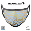 Gold Flaked Animal Light Blue 2 - Made in USA Mouth Cover Unisex Anti-Dust Cotton Blend Reusable & Washable Face Mask with Adjustable Sizing for Adult or Child