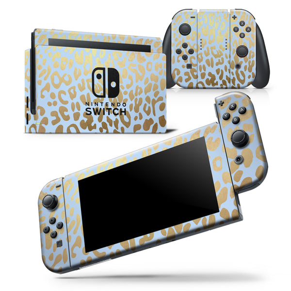 Gold Flaked Animal Light Blue 2 - Skin Wrap Decal for Nintendo Switch Lite Console & Dock - 3DS XL - 2DS - Pro - DSi - Wii - Joy-Con Gaming Controller