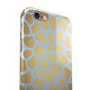 Gold Flaked Animal Light Blue 3 iPhone 6/6s or 6/6s Plus 2-Piece Hybrid INK-Fuzed Case