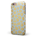 Gold Flaked Animal Light Blue 3 iPhone 6/6s or 6/6s Plus 2-Piece Hybrid INK-Fuzed Case