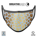 Gold Flaked Animal Light Blue 3 - Made in USA Mouth Cover Unisex Anti-Dust Cotton Blend Reusable & Washable Face Mask with Adjustable Sizing for Adult or Child