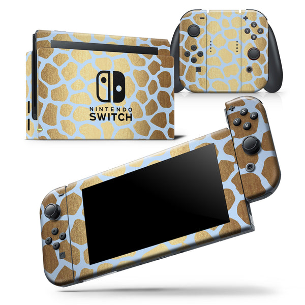 Gold Flaked Animal Light Blue 3 - Skin Wrap Decal for Nintendo Switch Lite Console & Dock - 3DS XL - 2DS - Pro - DSi - Wii - Joy-Con Gaming Controller