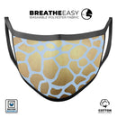 Gold Flaked Animal Light Blue - Made in USA Mouth Cover Unisex Anti-Dust Cotton Blend Reusable & Washable Face Mask with Adjustable Sizing for Adult or Child