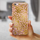 Gold Flaked Animal Pink iPhone 6/6s or 6/6s Plus 2-Piece Hybrid INK-Fuzed Case