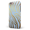 Gold Flaked Animal blue Zebra 2 iPhone 6/6s or 6/6s Plus 2-Piece Hybrid INK-Fuzed Case