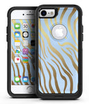 Gold Flaked Animal blue Zebra 2 - iPhone 7 or 7 Plus Commuter Case Skin Kit