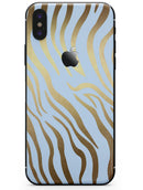 Gold Flaked Animal blue Zebra 2 - iPhone X Skin-Kit