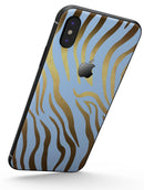 Gold Flaked Animal blue Zebra 2 - iPhone X Skin-Kit