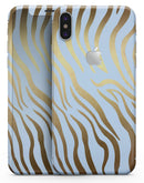Gold Flaked Animal blue Zebra 2 - iPhone X Skin-Kit