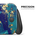 Gold Flaked Teal Oil // Skin Decal Wrap Kit for Nintendo Switch Console & Dock, Joy-Cons, Pro Controller, Lite, 3DS XL, 2DS XL, DSi, or Wii - Vinyl Skin Wrap for Nintendo Switch 2, OLED, Lite, Pro Controller, Wii & Classic Handhelds