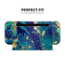 Gold Flaked Teal Oil // Skin Decal Wrap Kit for Nintendo Switch Console & Dock, Joy-Cons, Pro Controller, Lite, 3DS XL, 2DS XL, DSi, or Wii - Vinyl Skin Wrap for Nintendo Switch 2, OLED, Lite, Pro Controller, Wii & Classic Handhelds
