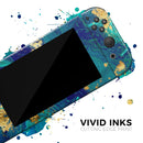 Gold Flaked Teal Oil // Skin Decal Wrap Kit for Nintendo Switch Console & Dock, Joy-Cons, Pro Controller, Lite, 3DS XL, 2DS XL, DSi, or Wii - Vinyl Skin Wrap for Nintendo Switch 2, OLED, Lite, Pro Controller, Wii & Classic Handhelds