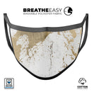 Gold Foiled Marble v1 - Made in USA Mouth Cover Unisex Anti-Dust Cotton Blend Reusable & Washable Face Mask with Adjustable Sizing for Adult or Child