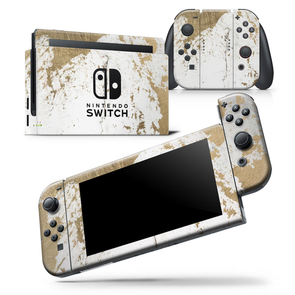 Gold Foiled Marble v1 - Skin Wrap Decal for Nintendo Switch Lite Console & Dock - 3DS XL - 2DS - Pro - DSi - Wii - Joy-Con Gaming Controller
