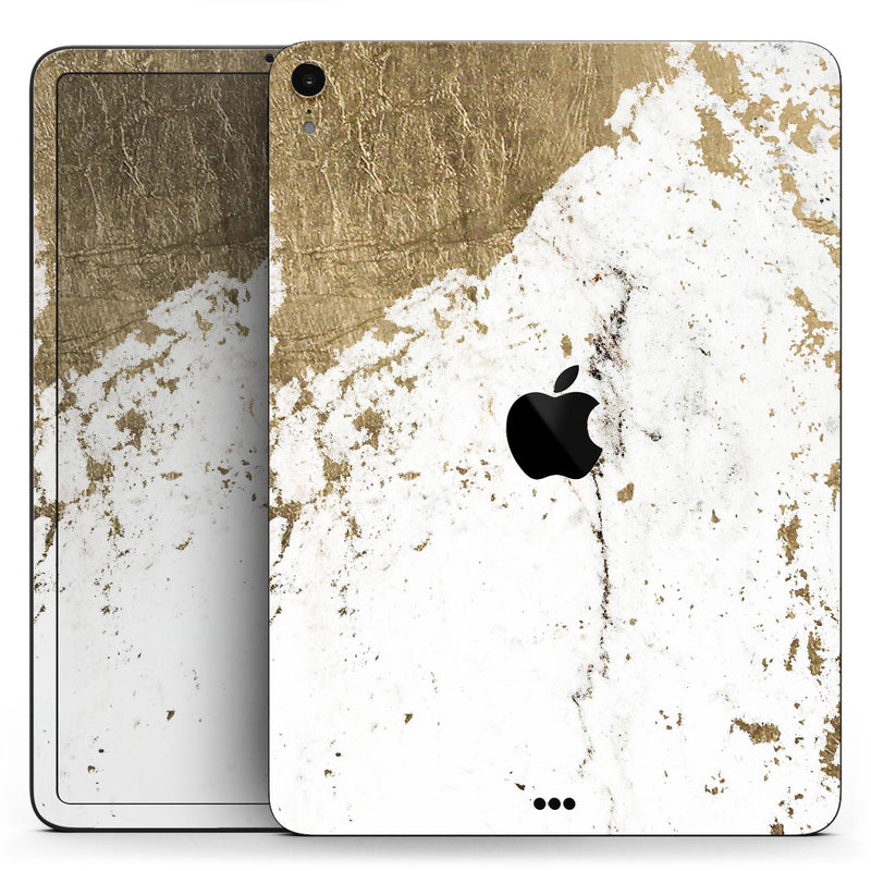 Gold Foiled Marble v1 - Full Body Skin Decal for the Apple iPad Pro 12.9", 11", 10.5", 9.7", Air or Mini (All Models Available)