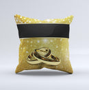 Gold Glitter with Intertwined Rings ink-Fuzed Decorative Throw Pillow