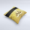 Gold Glitter with Intertwined Rings ink-Fuzed Decorative Throw Pillow