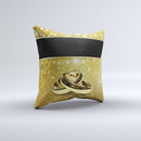 Gold Glitter with Intertwined Rings ink-Fuzed Decorative Throw Pillow