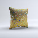 Gold Hearts and Confetti Pattern ink-Fuzed Decorative Throw Pillow
