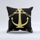 Gold Linking Chain Anchor ink-Fuzed Decorative Throw Pillow