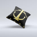Gold Linking Chain Anchor ink-Fuzed Decorative Throw Pillow