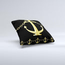 Gold Linking Chain Anchor ink-Fuzed Decorative Throw Pillow