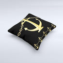 Gold Linking Chain Anchor ink-Fuzed Decorative Throw Pillow