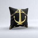 Gold Linking Chain Anchor ink-Fuzed Decorative Throw Pillow
