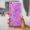 Gold Polka Dots Over Grungy Pink Surface iPhone 6/6s or 6/6s Plus 2-Piece Hybrid INK-Fuzed Case