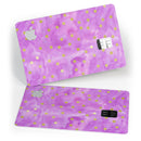 Gold Polka Dots Over Grungy Pink Surface - Premium Protective Decal Skin-Kit for the Apple Credit Card