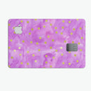 Gold Polka Dots Over Grungy Pink Surface - Premium Protective Decal Skin-Kit for the Apple Credit Card