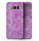 Gold Polka Dots Over Grungy Pink Surface - Samsung Galaxy S8 Full-Body Skin Kit