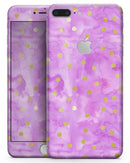 Gold Polka Dots Over Grungy Pink Surface - Skin-kit for the iPhone 8 or 8 Plus