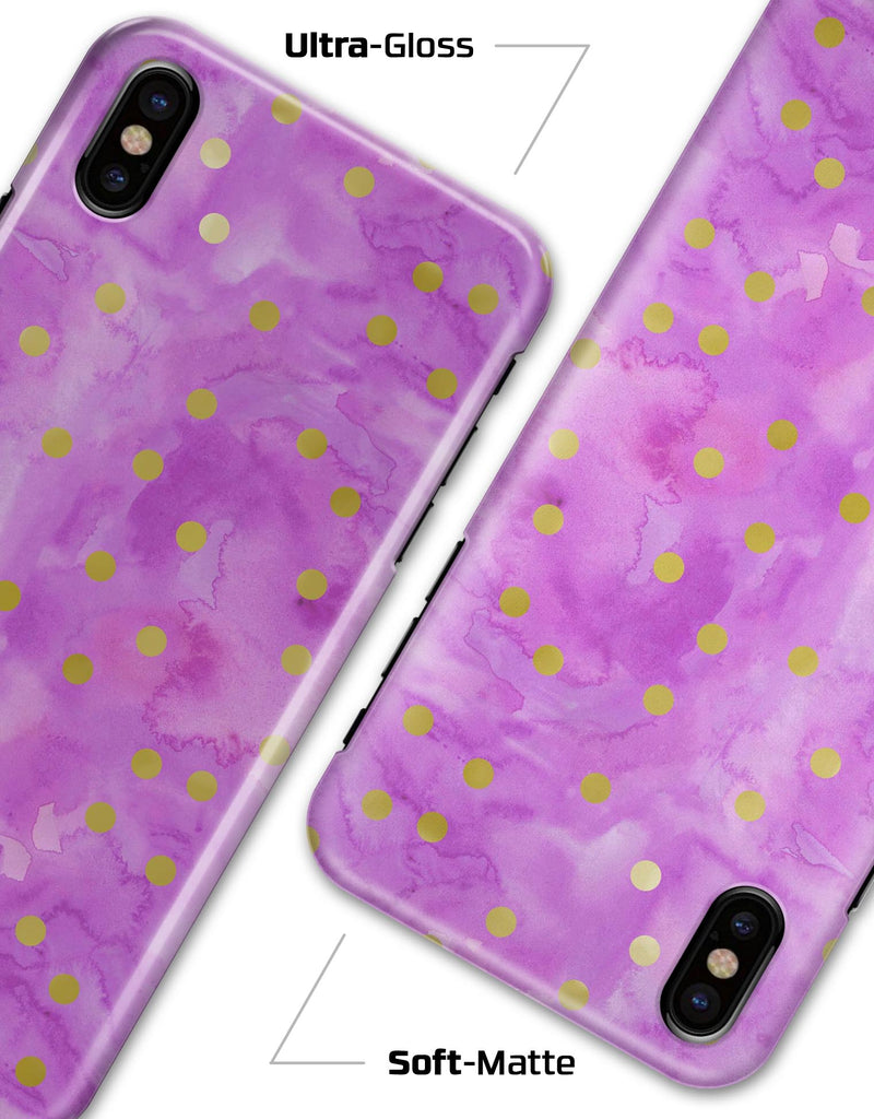 Gold Polka Dots Over Grungy Pink Surface - iPhone X Clipit Case