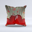 Gold Ribbon Love Hearts ink-Fuzed Decorative Throw Pillow