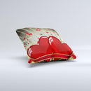 Gold Ribbon Love Hearts ink-Fuzed Decorative Throw Pillow