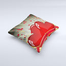 Gold Ribbon Love Hearts ink-Fuzed Decorative Throw Pillow