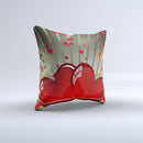 Gold Ribbon Love Hearts ink-Fuzed Decorative Throw Pillow