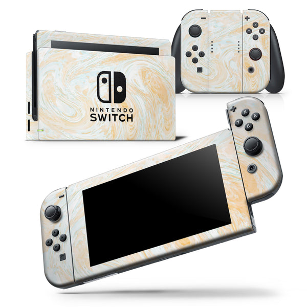 Gold Slate Marble Surface V18 - Skin Wrap Decal for Nintendo Switch Lite Console & Dock - 3DS XL - 2DS - Pro - DSi - Wii - Joy-Con Gaming Controller