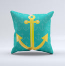 Gold Stretched Anchor with Green Background ink-Fuzed Decorative Throw Pillow