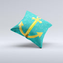 Gold Stretched Anchor with Green Background ink-Fuzed Decorative Throw Pillow