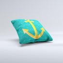 Gold Stretched Anchor with Green Background ink-Fuzed Decorative Throw Pillow